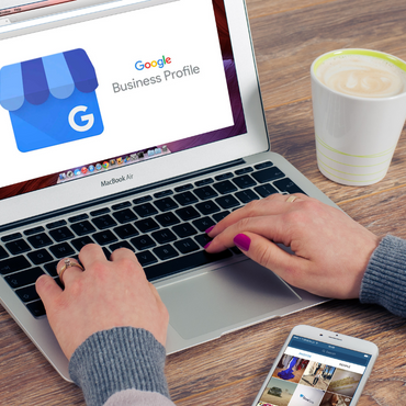 laptop showing Google my business profile