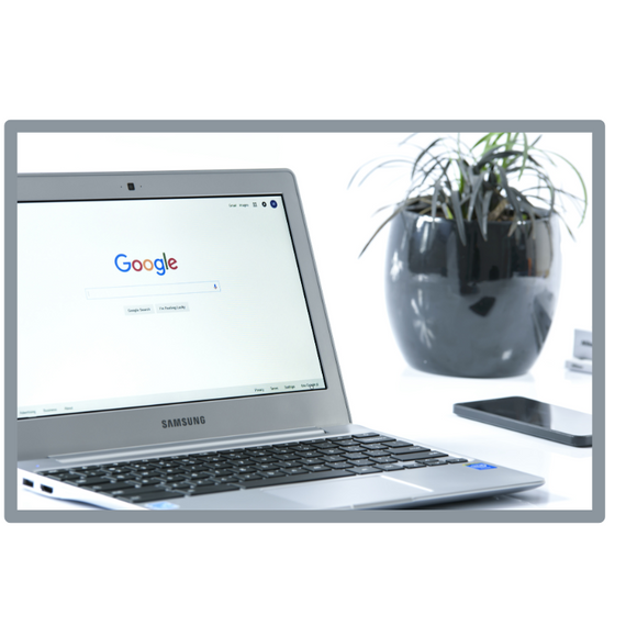 Google search engine on laptop