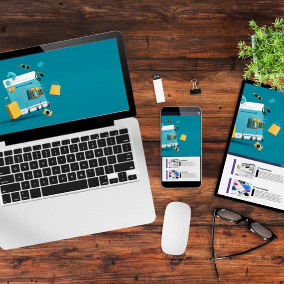 Ecommerce boost on laptop, tablet and mobile phone